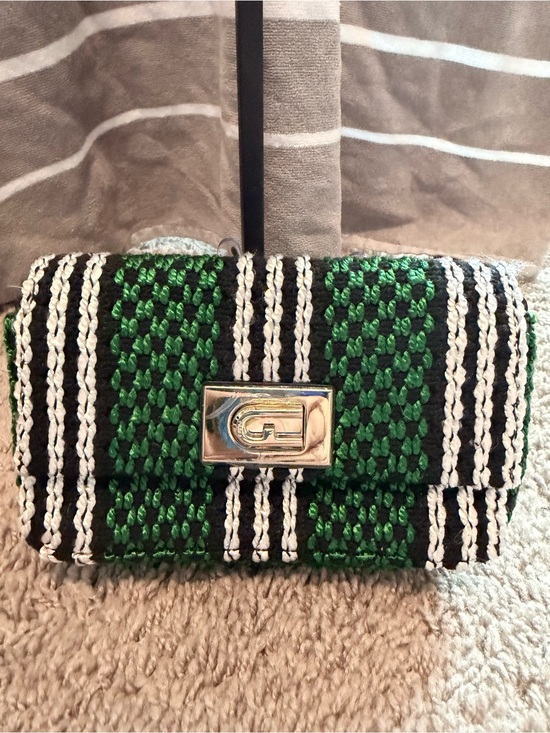 Furla Handbags - Furla Green, Black & White Woven Mini Bag
